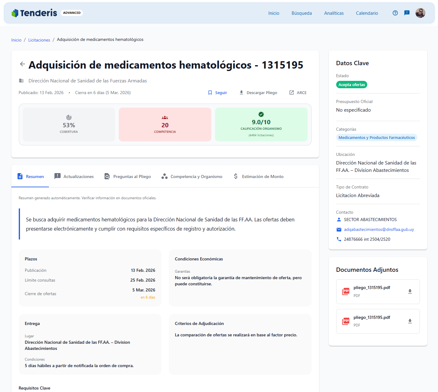 Resumen de pliegos con IA